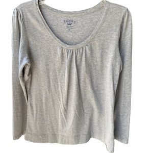 Riders by Lee Long Sleeve Light Heather Gray Cotton Tee Shirt - Size M
